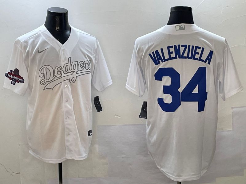 Men Los Angeles Dodgers #34 Valenzuela White Fashion Edition Game 2025 Nike MLB Jersey style 3